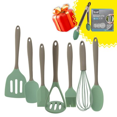 Набор кухонных инструментов 7 шт + Подарки: Щипцы кухонные и крышки многоразовые силиконовые Smart Fit 3 шт 28570 фото