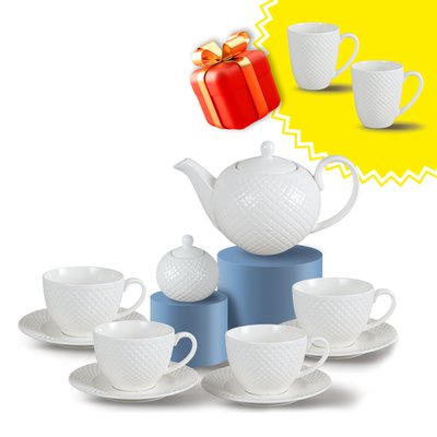 Порцеляновий чайний набір столового посуду Brilliant Collection Krauff на 4 персони +ПОДАРУНОК: 2 чашки 410мл 55-333-288 фото