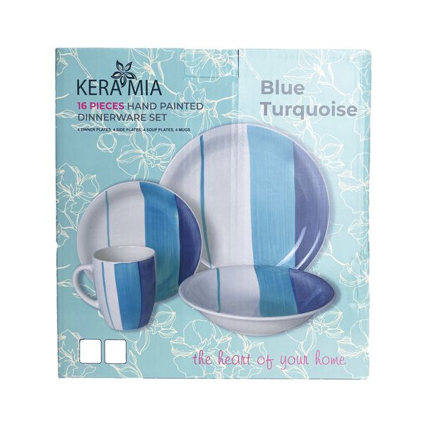 Набор керамической посуды Blue Turquoise Keramia + ПОДАРОК: Заварочный чайник для заваривания 28399 фото