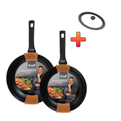 Набір сковорідок CookingProf 26см та 28см + ПОДАРУНКИ: Кришка універсальна 24-28см 55-333-623-4 фото