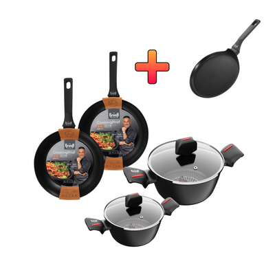 Набір з каструль Smart Fry та сковорідок CookingProf + ПОДАРУНОК: Сковорода для млинців 55-333-626-4 фото