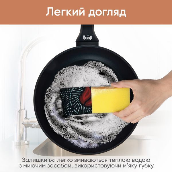 Сковорода Smart Fry диам, ⌀26см с индикатором нагрева + ПОДАРОК: крышка стеклянная ⌀26см Krauff 55-333-401-1 фото