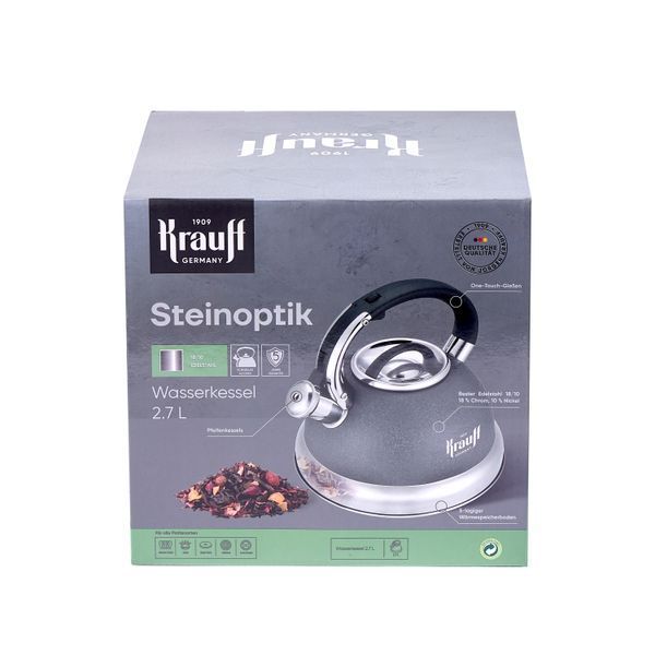 Чайник со свистком Steinoptik Krauff - 2,7л, - подарки: сахарница с дозатором Spice 200мл, и набор чайных ложек Krauff, 55-333-064 фото
