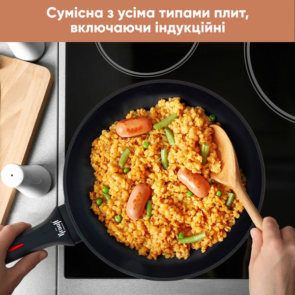 Набор сковородок Ø24см, Ø26см и сковородки для блинов Ø24см Smart Fry Krauff + ПОДАРКИ: щипцы и кухонная доска 55-333-403 фото