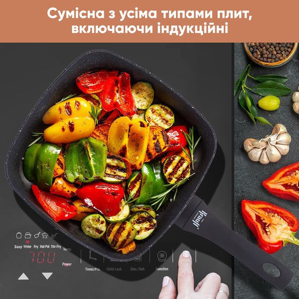 Сковорідка Smart Chef 28см + сковорода-гриль + подарунок сокирка Smart Chef. 28133 фото