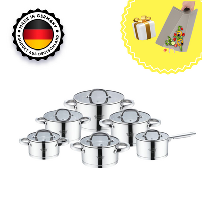 Набор посуды Krauff Mastery 12 предметов 1л, 2.6л, 3.6л, 4.2л, 6л. + ПОДАРОК доска разделочная пластиковая Flexi Assistent 55-222-106 фото
