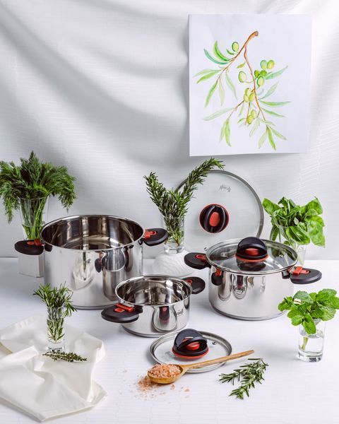 Набор из 3-х кастрюль Prime Chef 1,6 л, 3,6 л, 6,8 л + ПОДАРКИ: лопатка, толкушка для картофеля и половник 55-333-575 фото