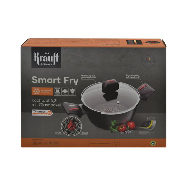 Кастрюля Smart Fry 4,3 л с индикатором нагрева + ПОДАРОК: Доска кухонная Krauff SolideStein 55-333-327 фото