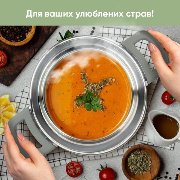 Набір каструль Krauff 1,9л, 2,6л, 3,6л та сковорідки Koln ⌀24 см + ПОДАРУНКИ: Рукавиця силіконова Halter, тертка та сумка-шопер 28721 фото
