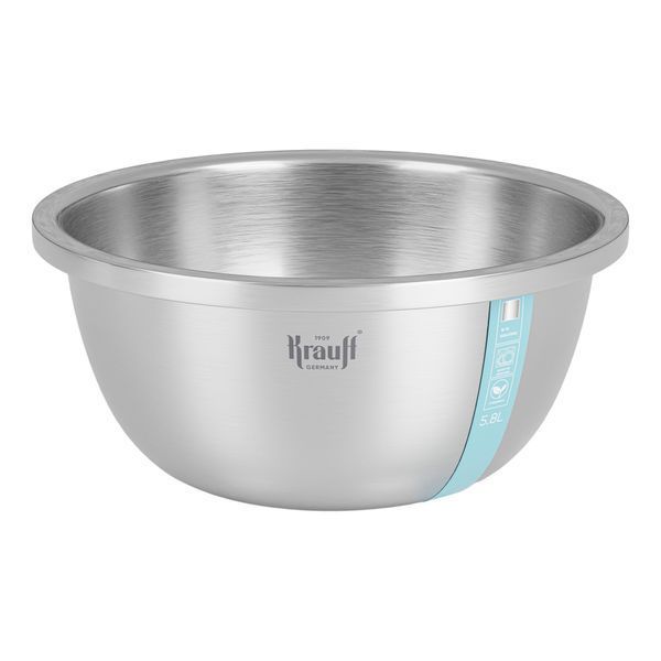 Миски из нержавеющей стали 1,2л, 3,5л, 5,8л и 7,7л + ПОДАРОК: Доска кухонная Krauff SolideStein 55-333-352 фото