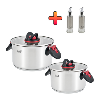 Набір із 2-х каструль Prime Chef 2,7л та 4,7л + ПОДАРУНОК: Ємність для олії та оцту 300мл 55-333-579-4 фото