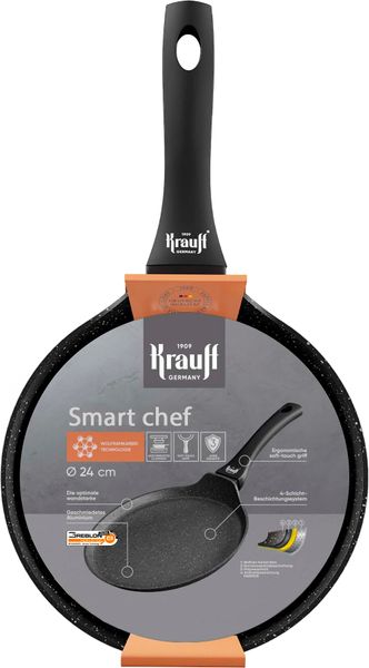 Набір сковорідок Smart Chef діам.26, 28 та сковорідка для млинців діам. 24см + подарунки: млинок для спецій та лопаткаТМ Krauff. 28262 фото