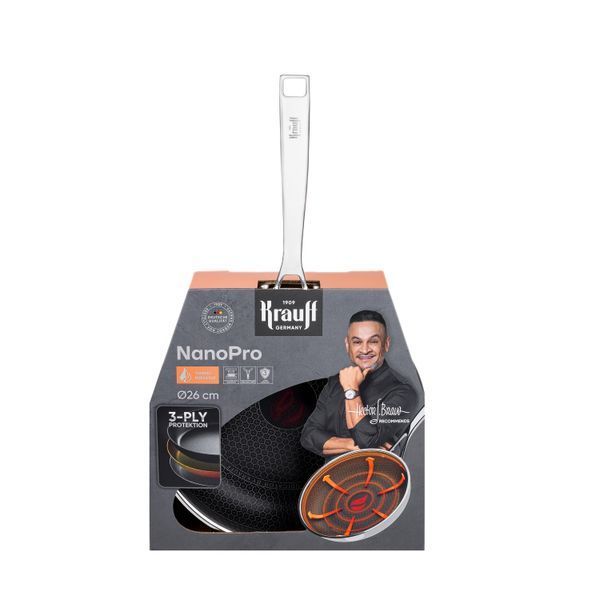 Набор сковородок 24см, 26см и сковороды WOK 28см Nano Pro Krauff + ПОДАРОК: Крышка стеклянная универсальная 55-333-573-4 фото
