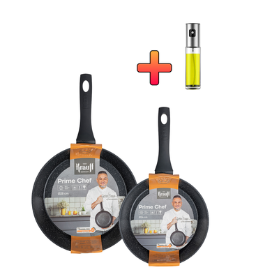 Набір глибоких сковорідок 24см та 28см Prime Chef Krauff +ПОДАРУНКИ: Дозатор для олії Krauff 55-333-531-4 фото
