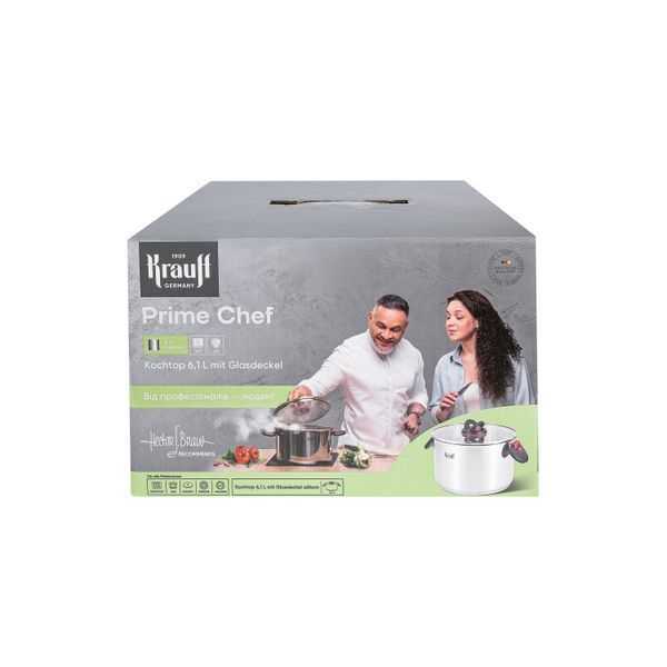 Кастрюля Prime Chef 6,1л со стеклянной крышкой ⌀24см. 26-303-022.ТМ "Krauff" 26-303-022-4 фото