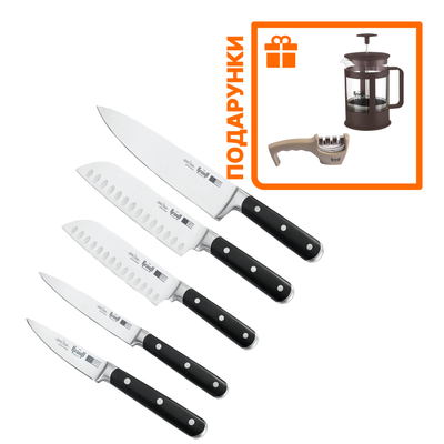 Набір ножів Prime Chef Krauff та Ніж сантоку 17,5см + ПОДАРУНКИ: Френч-пресc та точило для ножів 55-333-634 фото