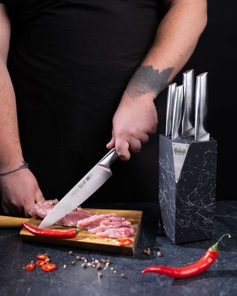 Набор ножей на подставке Prime Chef Krauff + ПОДАРКИ: Точилка для ножей и набор кухонных досок 55-333-410-4 фото