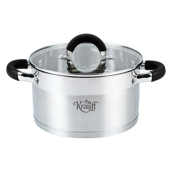 Кастрюля Recht 6,0 л со стеклянной крышкой Krauff - 6л + подарки ступка с пестиком и сумка "Иду на борщинг" 55-333-033 фото