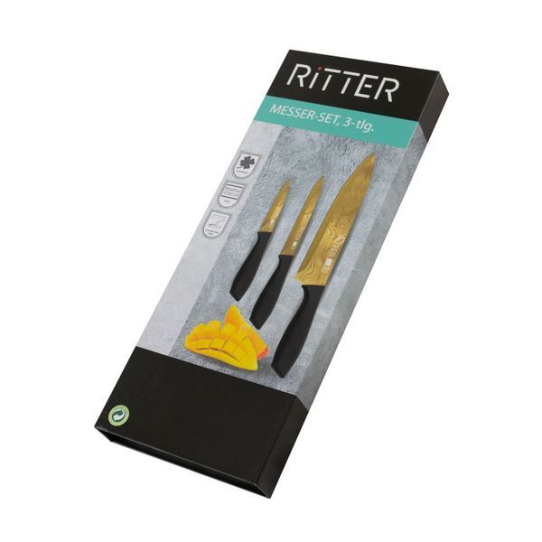 Набор из 3-х ножей Ritter + ПОДАРОК: Доска кухонная Krauff 28803-4 фото