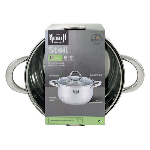 Каструля Krauff Steil зі скляною кришкою 4,5 л 26-238-076 фото