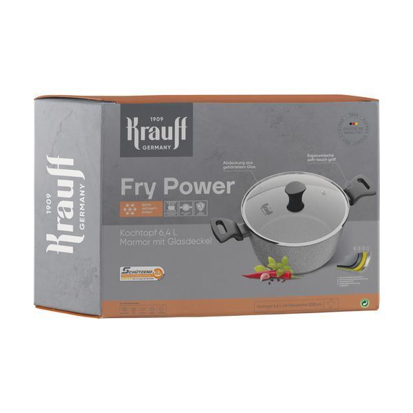 Набор кастрюль с ковшом 6,4л, 4,2л, 1,1л Fry Power Krauff + ПОДАРОК: Стеклянные стаканы с трубочками и Дуршлаг 55-333-620-4 фото