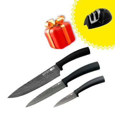 Набір ножів Ritter 3 предмети + Подарки: точилка для ножів. 28797 фото