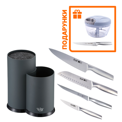 Набор кухонных ножей Wikinger Krauff с подставкой + ПОДАРКИ: чоппер и нож слайсерный 55-333-420 фото