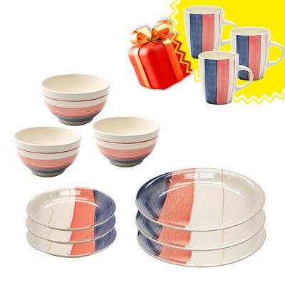 Набор керамической посуды Rose Dawn Keramia + ПОДАРОК: три чашки 360 мл Rose Dawn 360 мл 28449 фото