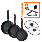Набор из сковородок Smart Fry 26 см, 28 см и сковородка для блинов 24 см + ПОДАРОКИ: Половник, лопатка, толкушка для картофеля 55-333-671 фото